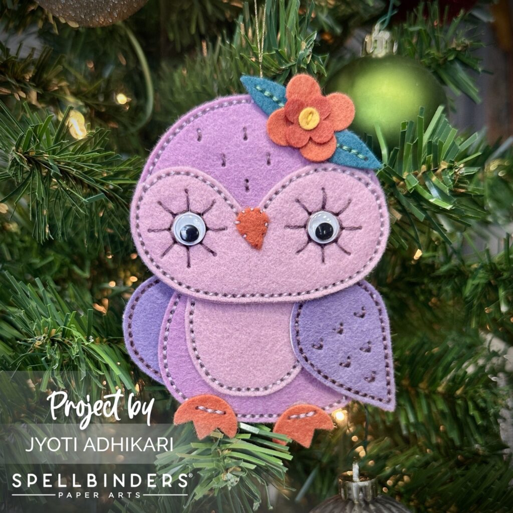 Felt Snowy Owl Created from Spellbinders Felt stitch and create collection for Nov 24
